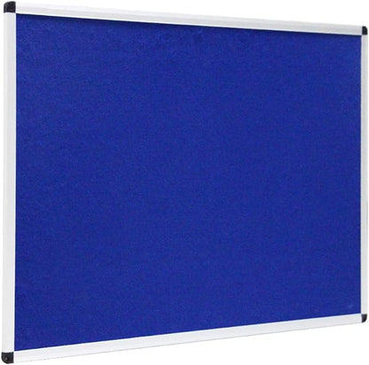 VIZ-PRO Notice Board Felt Blue, 72 X 40 Inches, Silver Aluminium Frame