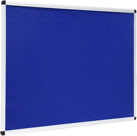 VIZ-PRO Notice Board Felt Blue, 72 X 40 Inches, Silver Aluminium Frame