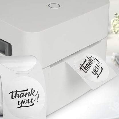 Transparent Thermal Labels Round 2 Inch Self Adhesive Circle Clear Printer Stickers Vinyl Waterproof Roll Decals Name Tag for Address Design DIY Logo Business 300 PCS