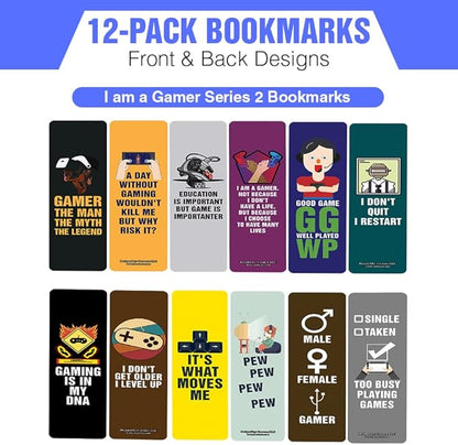 Creanoso I am a Gamer Series 2 Bookmarks (2-Sets X 6 Cards) – Daily Inspirational Card Set – Interesting Book Page Clippers – Great Gifts for Adults and Professionals