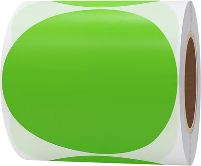 Hybsk 3 inch Circle Color Direct Thermal Stickers Shipping Labels for Barcodes,Name Tag,DIY Logo Design,QR Code,Inventory– Compatible with Zebra,Rollo,Munbyn,and More-350 pcs (3 inch,Green)