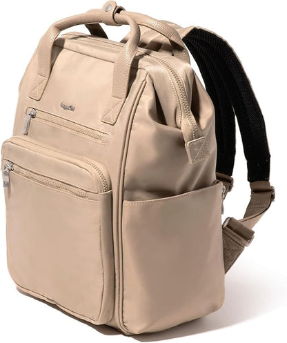 Baggallini Chelsea Laptop Backpack, Taupe Twill
