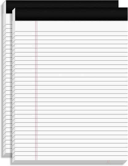 2-Pack Professional Legal Pads 8.5x11 Inches, Wide Ruled White Paper Perforated - 50 Sheets per Pad, Durable for Office, School & Legal Use