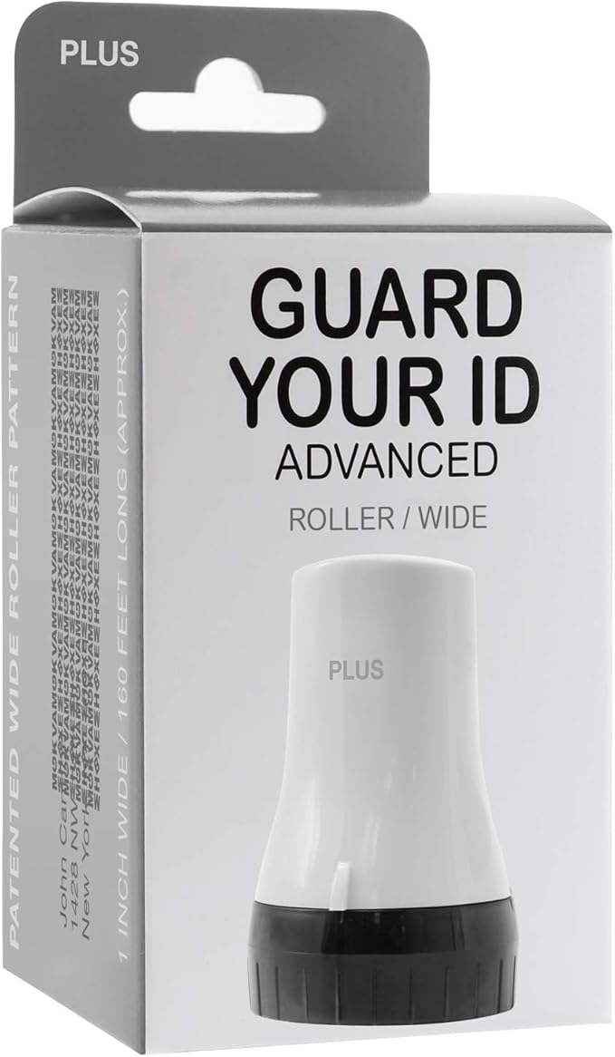 Advanced ID Roller, Protect Your Private Information with Guard Your ID Theft Prevention and Confidential Roller Stamp, Easy to use Mess-Free Address Blocker, ASOTV (Wide 3-Pack, White)