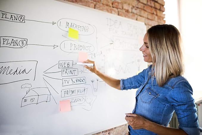 Large 60 x 40-in Magnetic Dry Erase Board with Pen Tray| Wall-Mounted Aluminum Message Presentation Memo White Board for Office Home and School