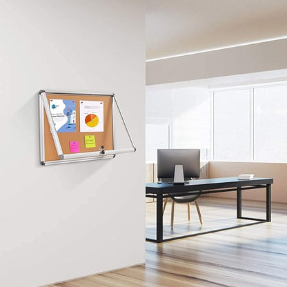 SWANCROWN Enclose Bulletin Board Tamper-Proof Dispaly Case School Office Cork Noticeboards for Information Photo, 38x28inch (9xA4)