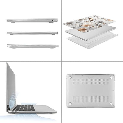 Compatible with MacBook Pro 13.3 Inch Case 2024 2023 2022-2016 Release Model M1 M2 A1706/A1708/A1989/A2159/A2289/A2251/A2338, Gold Flowers Butterfly Hard Plastic Shell Cover Case
