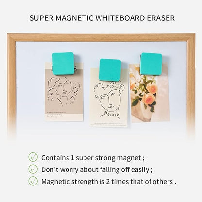 Favourde 48 Pack Magnetic Whiteboard Dry Erase Erasers Chalkboard Cleansers for Classroom, Home and Office (Green, 1.97 x 1.97 Inch)