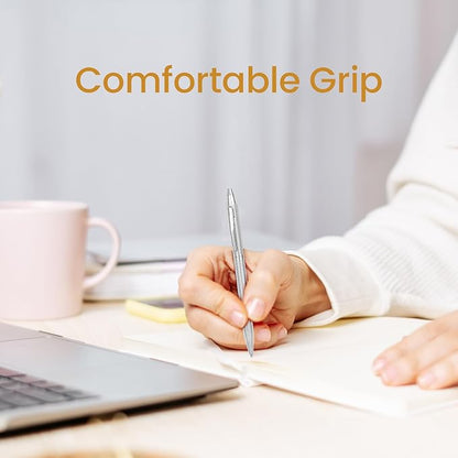 Cambond Ballpoint Pens Fancy Pens - Wedding Guest Book Metal Pen Uniform Christmas Gift Sliver Pen Black Ink 1.0mm Medium Point, 3 Pens with 3 Refills (Silver)