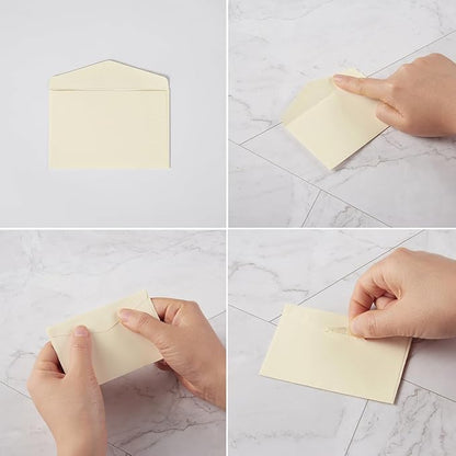 120 Pack Kraft Mini Envelopes Small Envelopes Self-Adhesive Tiny Pockets for Business Cards Christmas Holiday Small Gift Cards Invitations Cards(4.13"×2.76") (Cream Color)