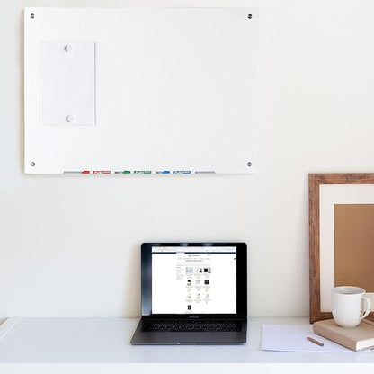 Audio-Visual Direct Magnetic Ultra White Glass Dry-Erase Board Set - 40" x 30" - Includes Magnets, Hardware & Marker Tray