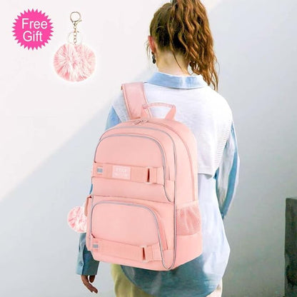 3PCS Laptop Backpack for Girls, 17" Water Resistant School Bag with Lunch Box, Cute Pink Bookbag Set for Women College Teenagers High Middle Elementary School