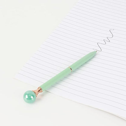 6 Pieces False Pearl Decoration Twist Metal Ballpoint Pen Ball Pen 1.0 MM Black Ink