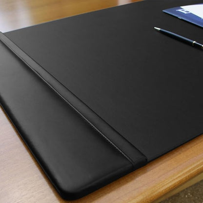 Dacasso Pad with Side Rails Luxury Leather Blotter for Writing-Executive Desk Surface Protector, 34” x 20”, Black