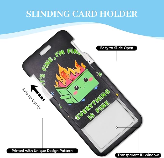 Lanyards for Id Badges, Dumpster on Fire Badge Holder with Retractable Reel Clip, Funny Work Name Tags Keychain Lanyard ID Card Protector Cover Case for Women Teacher Nurse Doctor Office