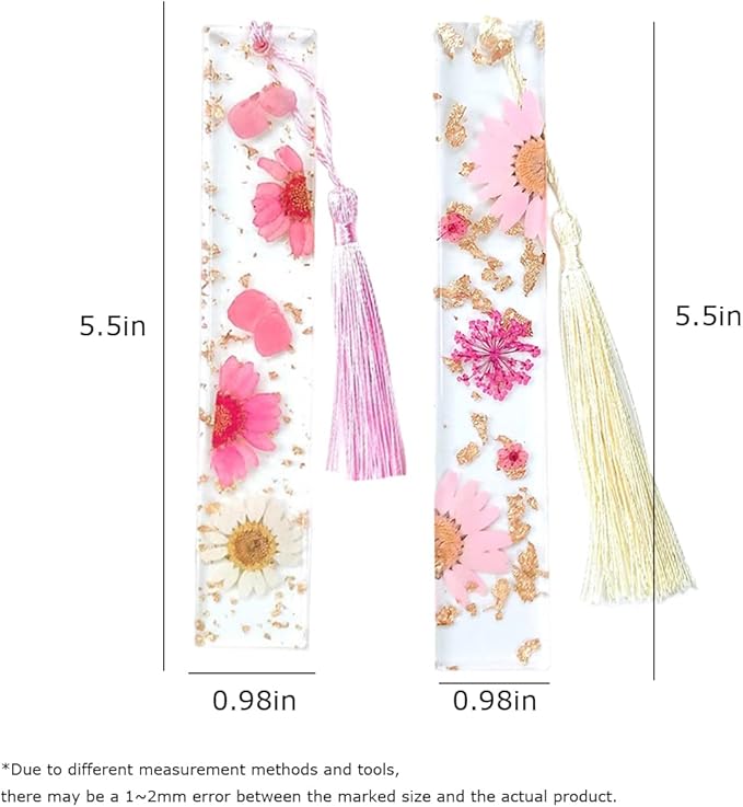 Daisy Epoxy Bookmarks Dried Flower Resin Bookmark Pressed Flower Bookmark Transparent Floral Dried Flower Page Marker acrylic bookmark for Kids Woman Teacher Students light pink daisy