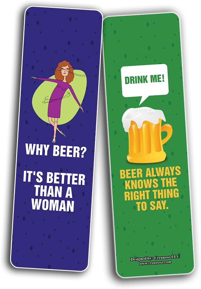 Creanoso Funny Beer Friends Bookmarks (5-Sets X 6 Cards) – Daily Inspirational Card Set – Interesting Book Page Clippers – Great Gifts for Adults and Professionals