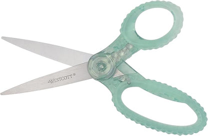 Westcott 7" GEM Crystal-Design Student Scissors, for Kids Aged 12+ - Scissors for School, Craft, Home, DIY, Classroom - Green
