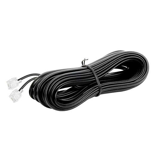 RJ11 6P4C Phone Extension Cord, 1 Pack 26 Feet(8M) Phone Cord for Landline, Black Telephone Line Cord, RJ11 Extension Cable with Fax/Modem for Office or Home
