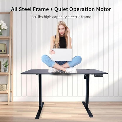 Electric Standing Desk Frame, Height Adjustable Table Legs with Memory Controller, Stand Up Desk Frame Up to 47.2", Ergonomic Standing Desk Base for Home and Office, Black Frame Only