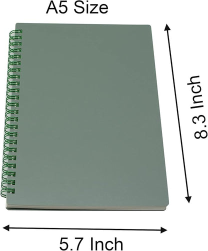 Yansanido Spiral Notebook, 4 Pcs A5 Thick Plastic Dark Green Hardcover 8mm Ruled 80 Sheets -160 Pages Journals for Study and Notes (Ruled-4pcs Dark Green, A5)