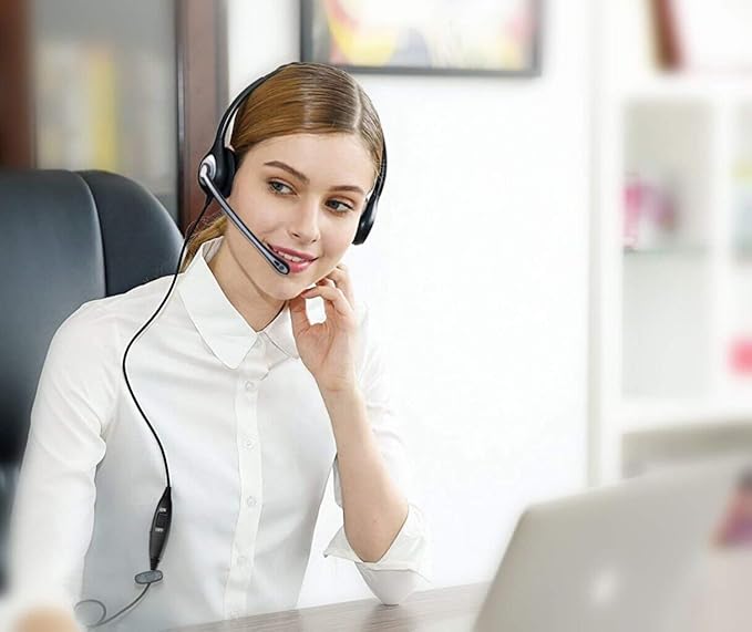 Wantek Wired Telephone Headset Dual Ear with 2.5mm Jack, Noise Cancelling Mic, Quick Disconnect, Work for Cordless Phones AT&T ML17929 TL86103 Panasonic KX-DT543 KX-T7730 Vtech RCA Cisco (602QJ25)