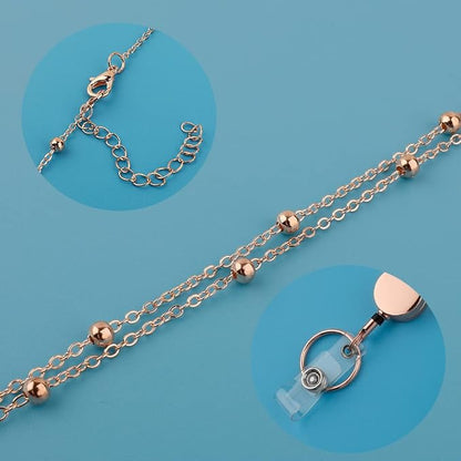 Lanyards for Id Badges 3 Pack Badge Lanyard with 6 Pcs Id Badge Holder Retractable Stainless Steel Teacher Lanyards Cruise Ship Lanyards for Girl Women (Black, Silver, Rose Gold)