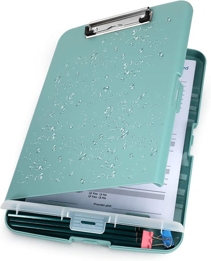 Clipboard with Storage, Clip Boards 8.5x11 with Storage, Large Capacity Nursing Clipboards with Pen Holder, Heavy Duty Plastic Storage Clipboard Folder with Low Profile Clip, Side-Opening