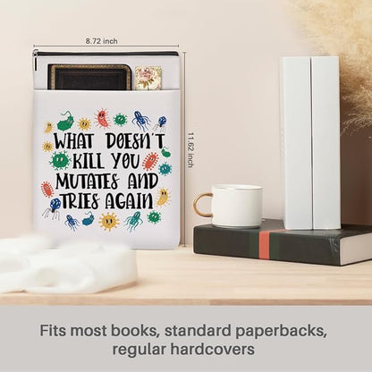 Book Themed Gifts Waterproof Book Sleeve Book Pouch Funny Reading Gifts Science Teacher Gifts for Women Sister Book Covers for Paperbacks Book Accessories Book Protector with Zipper and Front Pocket