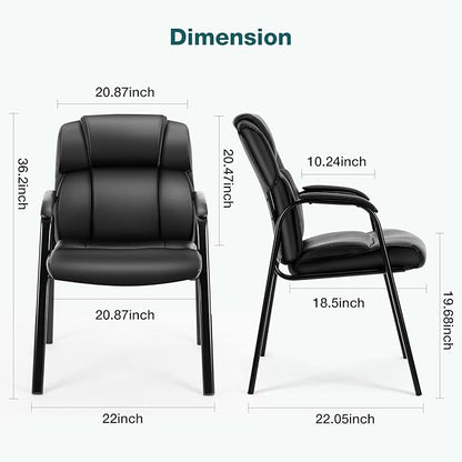 OLIXIS Waiting Room Reception Chairs Set of 4, Leather Office Desk Guest Stationary Side Chair with Padded Arms for Home Conference Lobby Area Meeting Church Medical Clinic Elderly Student