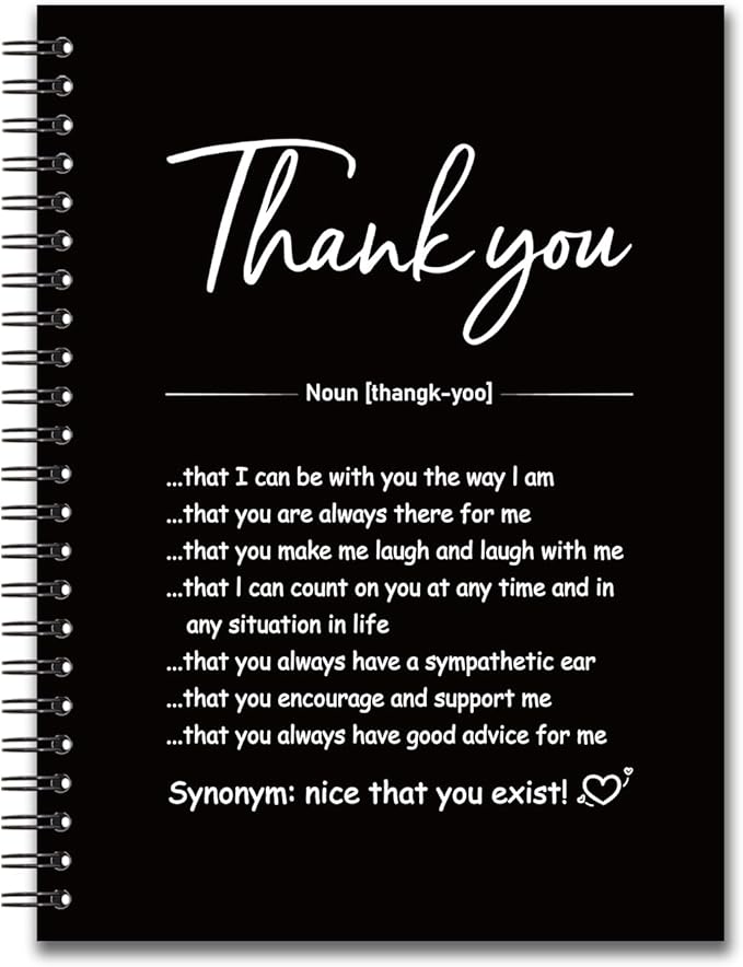 YAZMEEN Thank You Blank Spiral Notebook（160 Pages） Thank You Gift Hardcover Sketchbook Employee Appreciation Gift Coworker Leaving Gift Funny Notebook Gift for Work Bestie Colleague Teacher Friend