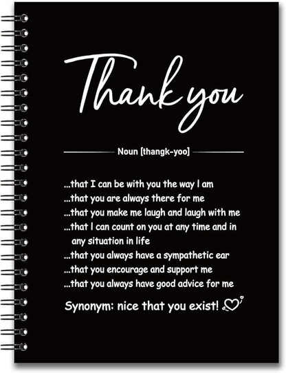 YAZMEEN Thank You Blank Spiral Notebook（160 Pages） Thank You Gift Hardcover Sketchbook Employee Appreciation Gift Coworker Leaving Gift Funny Notebook Gift for Work Bestie Colleague Teacher Friend