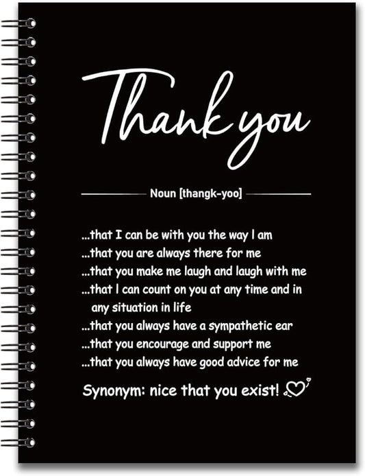 YAZMEEN Thank You Blank Spiral Notebook（160 Pages） Thank You Gift Hardcover Sketchbook Employee Appreciation Gift Coworker Leaving Gift Funny Notebook Gift for Work Bestie Colleague Teacher Friend