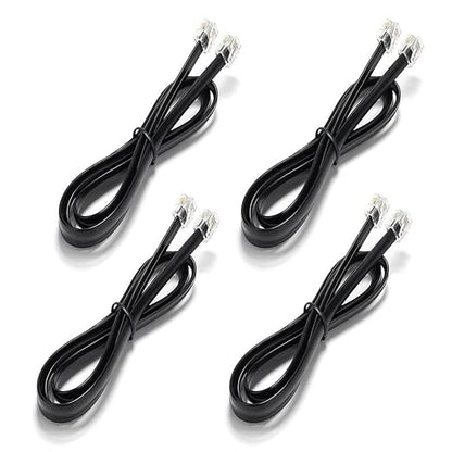 3.3 FT - 4 Pack Phone Extension Cord, Telephone Cable with Standard RJ11 Plug (6P4C), Black, for Landline Telephones, Fax, Modems, Answering Machines