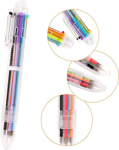 DAIKOYE 24 PCS 0.5mm 6-in-1 Multicolor Ballpoint Pen 6 Colors Transparent Barrel Ballpoint Pen for Office School Supplies Students Children Gift