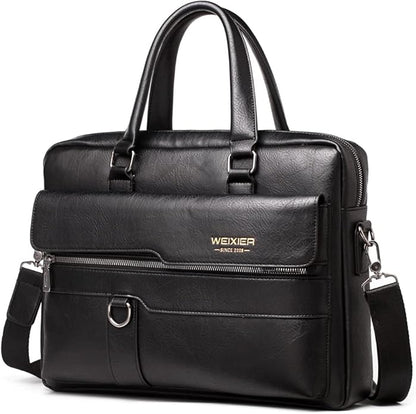 Hebetag Small Leather Sling Shoulder Bag Messenger Pack for Men Women Outdoor Travel Business