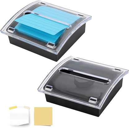 Pop Up Sticky Note Dispenser Sticky Note Holder Pop Up Note Dispenser Transparent Top for 3 x 3 Inch Sticky Notes School Office Home Store Black Base Clear Top (2)