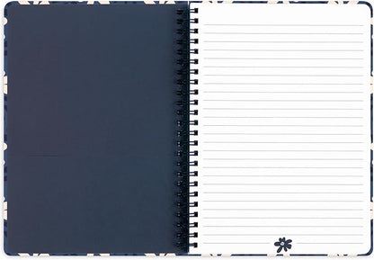 Steel Mill & Co Cute Mini Spiral Notebook, 8.25" x 6.25" Journal with Durable Hardcover and 160 Lined Pages (Leopard Daisy)