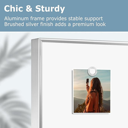 Small Whiteboard, 16'' x 12'' Magnetic White Board Dry Erase Board for Wall, Hanging Silver Aluminum Frame Wipe Board for Home, Office, School