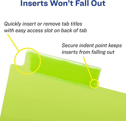 Avery Dividers for 3 Ring Binders, 5-Tab Sets, Two-Pocket Plastic Binder Dividers with Tabs, Multicolor, 24 Sets (11906)