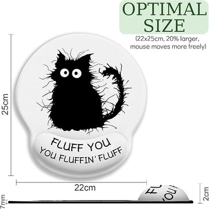 Funny Black Cat Mouse Pads for Desk, Ergonomic Mouse Pad with Wrist Rest, Gaming Mouse Pad Wrist Support with Non-Slip Pain Relief PU Base, Cute Office Desk Accessories Decor