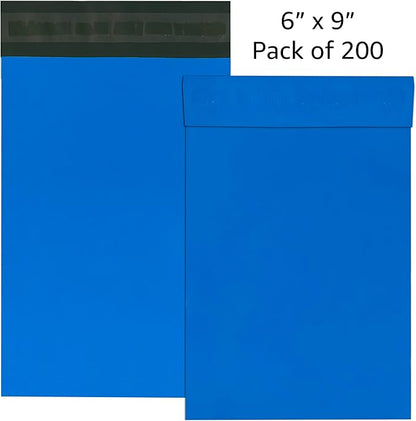 Colored Poly Mailers Pack of: Be creative with your packaging with Colored mailers (Blue, 6" x 9" pack of 200)