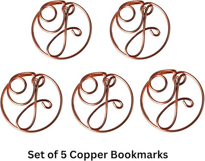 Personalized Initial Copper Bookmark, Set of 5, Handmade Copper Gift for Her, Him, Couple on Birthday, Wedding Anniversary, Alphabet Bookmark (G)