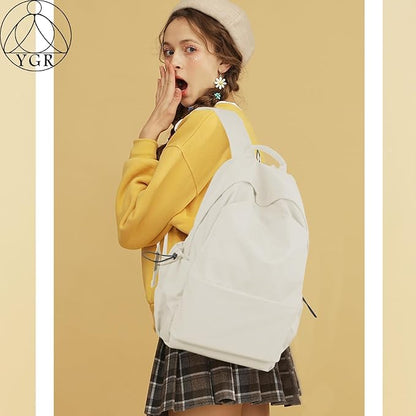 YGR Laptop Backpack for Women and Men, Waterproof Lightweight Travel Daily Rucksack Casual 15.6 inches Computer Bags for College, Beige