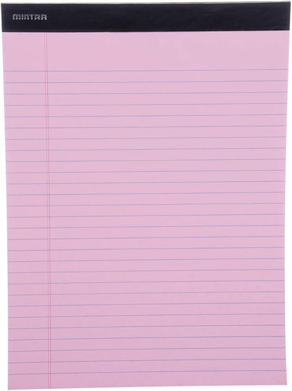 Mintra Office Legal Pads - ((BASIC PASTEL 6pk, 8.5in x 11in, WIDE RULED)) - 50 Sheets per Notepad, Micro perforated, Pastel Writing Pad, Notebook Paper for School, College, Office, Business - Pink, Blue, Purple