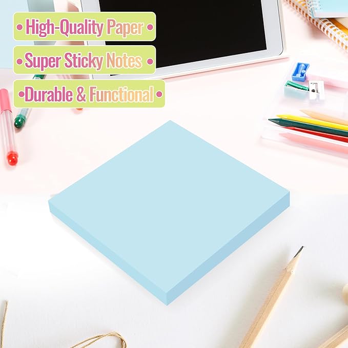 YEECOK Sticky Notes 3x3 in, 12 Pads, Morandi Colors Self-Stick Note Pads, Sticky Pads Aesthetic, Super Sticking Power, Colorful Sticky Notes Bulk