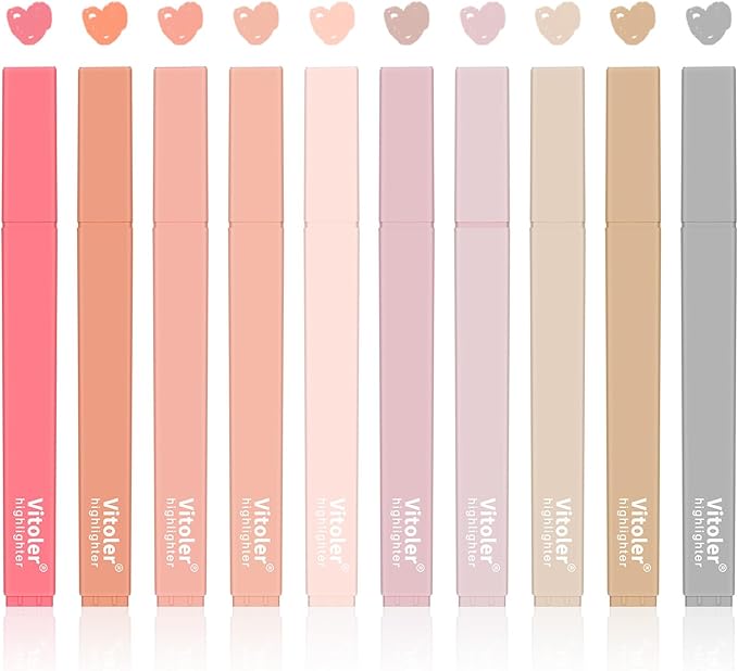 Vitoler Highlighters Assorted Colors,10pcs Cute Pastel Highlighters Multicolor Highlighters for Aesthetic Office School Supplies