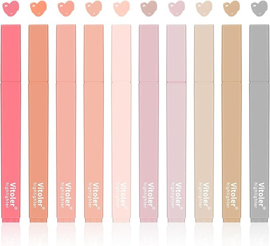 Vitoler Highlighters Assorted Colors,10pcs Cute Pastel Highlighters Multicolor Highlighters for Aesthetic Office School Supplies