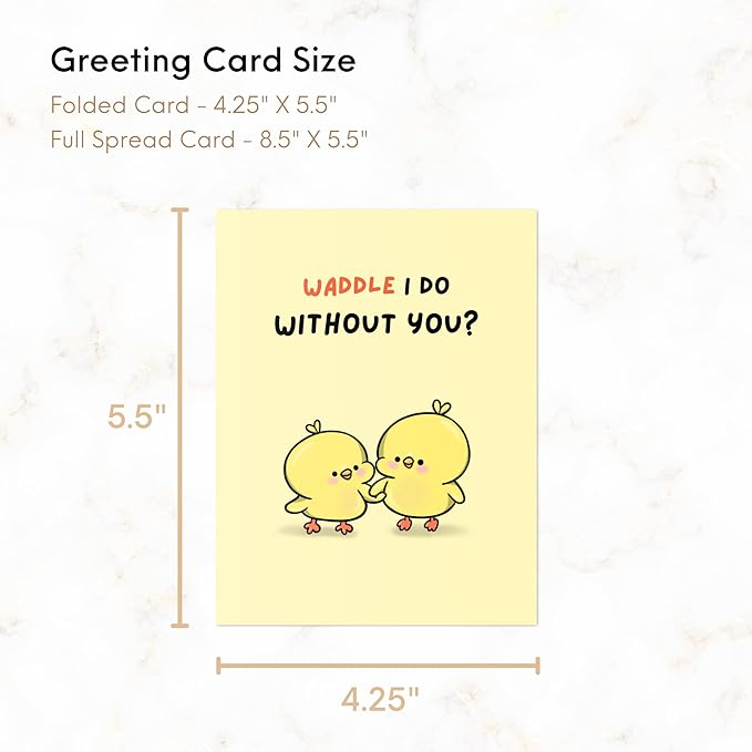 ALY LOU Anniversary Card for Her Him/Girlfriend Wife/Husband Boyfriend, Friendship Thank You Birthday Kawaii Greeting Card (Waddle I do ...)