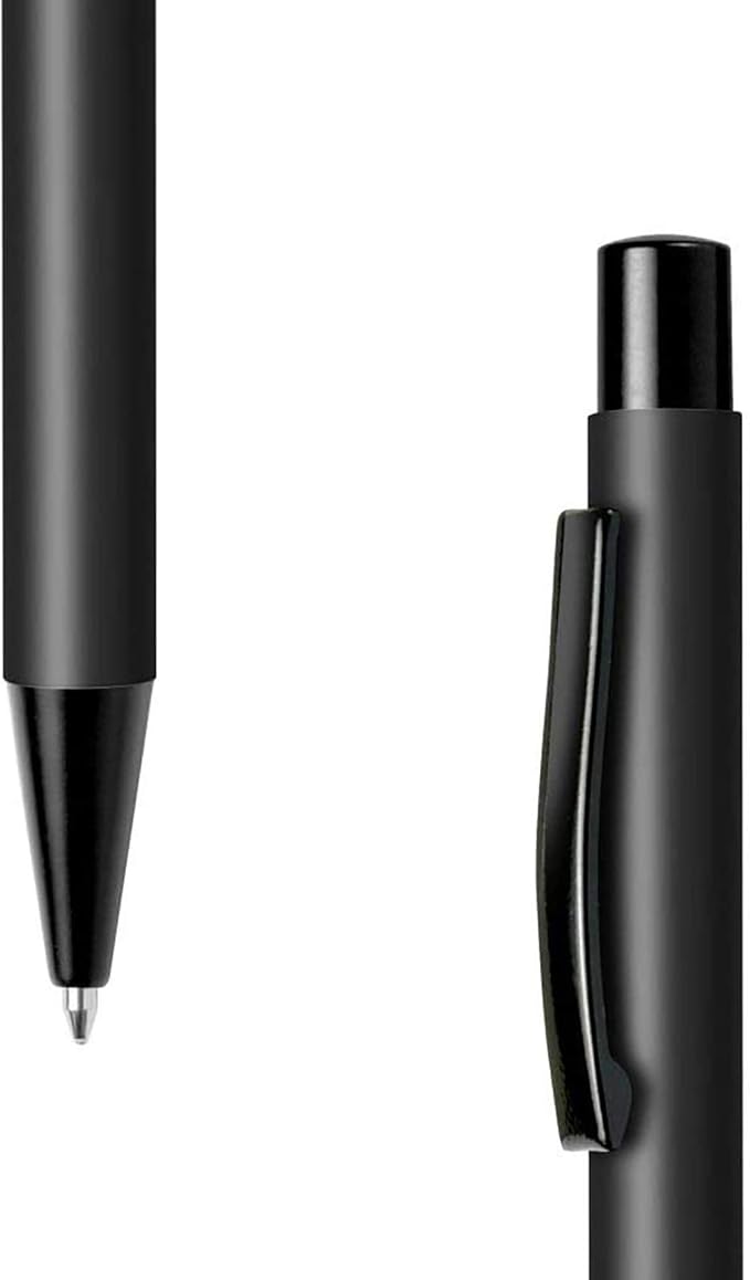 Cambond Ballpoint Pens Black Pens - Metal Pen Retractable Ink Pens for Journaling Business Police Men Flight Attendant 1.0mm Medium Point Smooth Writing, 5 Pen with 5 Refills (Black)